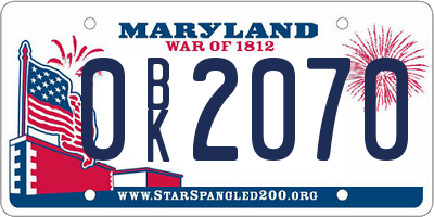 MD license plate 0BK2070