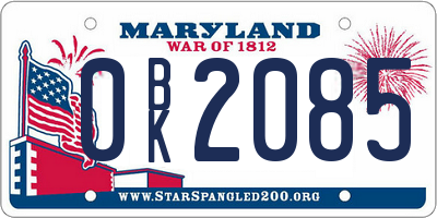 MD license plate 0BK2085