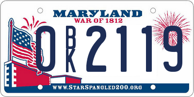 MD license plate 0BK2119
