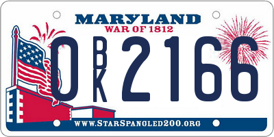 MD license plate 0BK2166