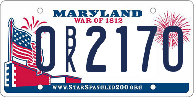 MD license plate 0BK2170