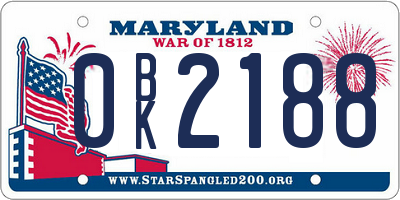 MD license plate 0BK2188