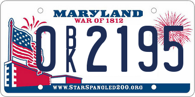MD license plate 0BK2195
