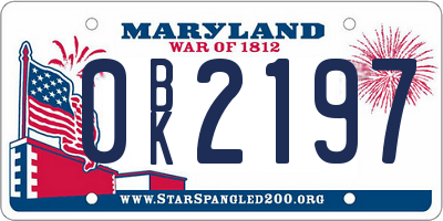 MD license plate 0BK2197