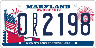 MD license plate 0BK2198