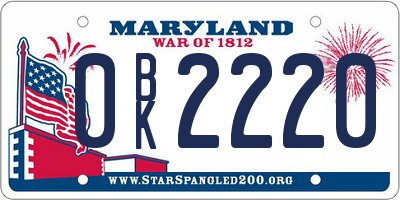 MD license plate 0BK2220