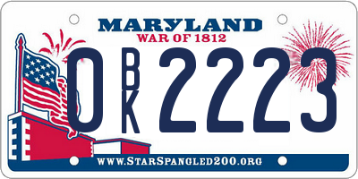MD license plate 0BK2223