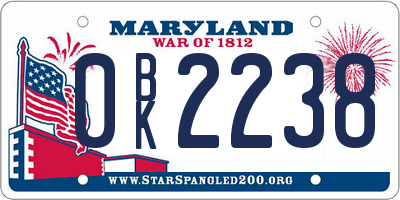 MD license plate 0BK2238