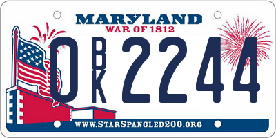 MD license plate 0BK2244