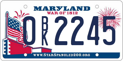 MD license plate 0BK2245