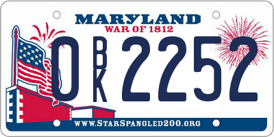 MD license plate 0BK2252