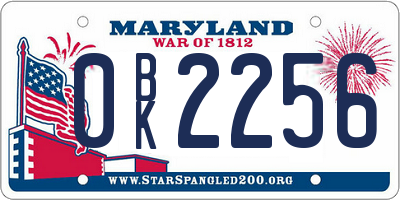 MD license plate 0BK2256