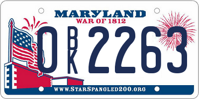 MD license plate 0BK2263