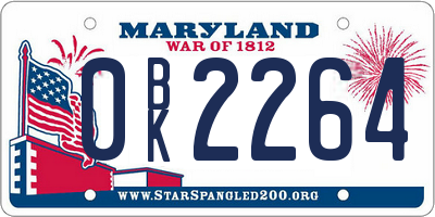 MD license plate 0BK2264