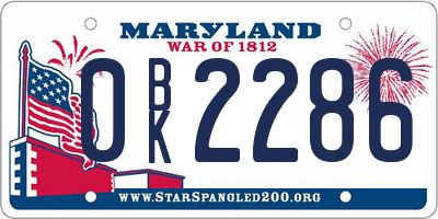 MD license plate 0BK2286