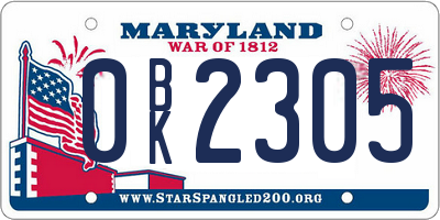 MD license plate 0BK2305