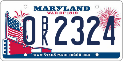 MD license plate 0BK2324