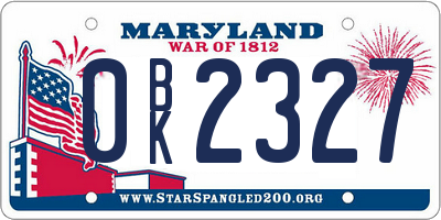 MD license plate 0BK2327