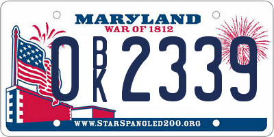 MD license plate 0BK2339