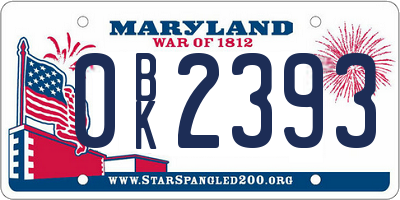 MD license plate 0BK2393