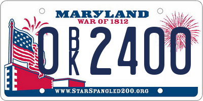 MD license plate 0BK2400