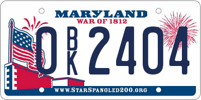 MD license plate 0BK2404