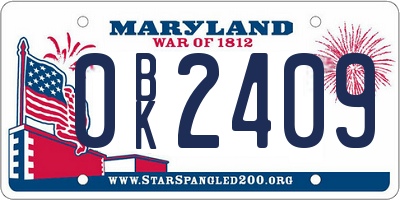 MD license plate 0BK2409