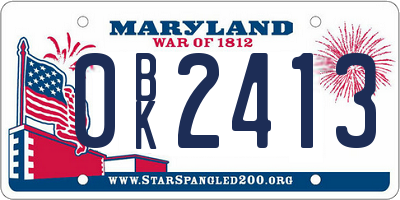 MD license plate 0BK2413