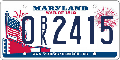 MD license plate 0BK2415