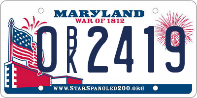 MD license plate 0BK2419