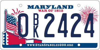 MD license plate 0BK2424