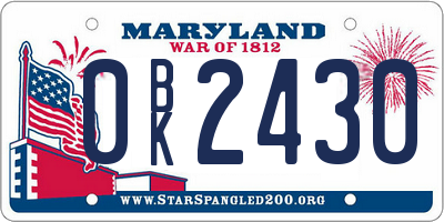 MD license plate 0BK2430