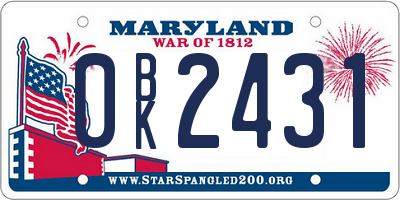 MD license plate 0BK2431
