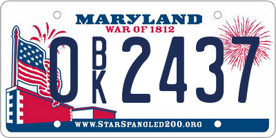 MD license plate 0BK2437
