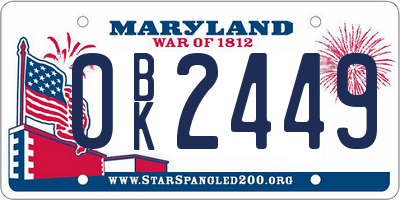 MD license plate 0BK2449