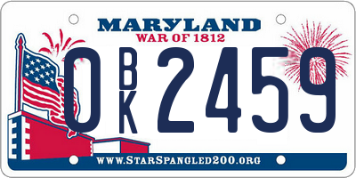 MD license plate 0BK2459