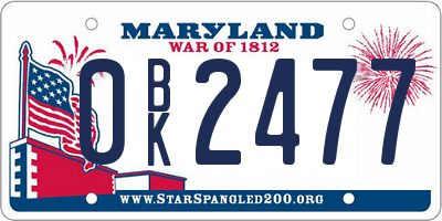 MD license plate 0BK2477