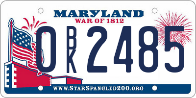 MD license plate 0BK2485