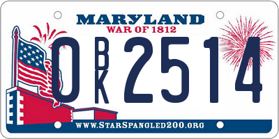MD license plate 0BK2514