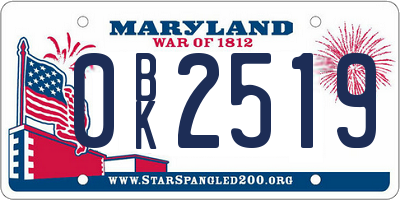 MD license plate 0BK2519
