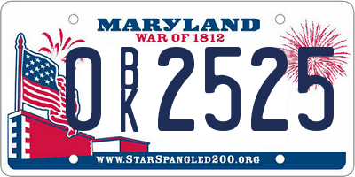 MD license plate 0BK2525