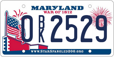 MD license plate 0BK2529