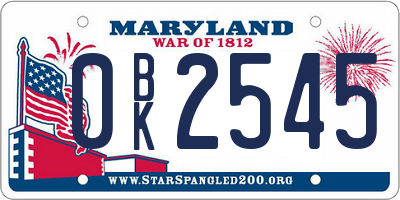 MD license plate 0BK2545