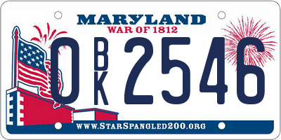 MD license plate 0BK2546