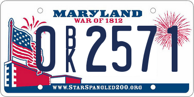 MD license plate 0BK2571
