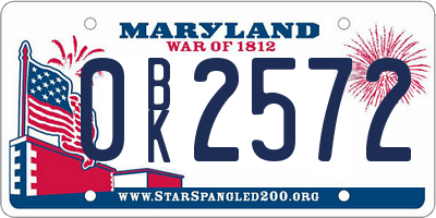 MD license plate 0BK2572