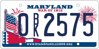 MD license plate 0BK2575