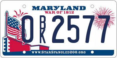 MD license plate 0BK2577