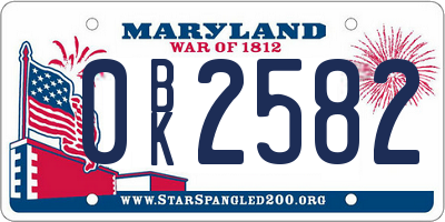 MD license plate 0BK2582