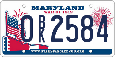 MD license plate 0BK2584